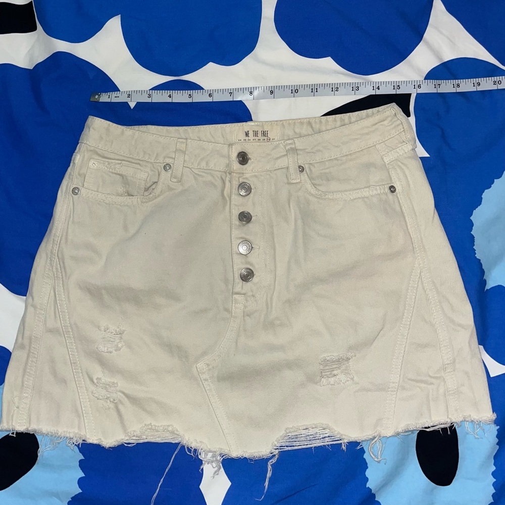 Free peeps white jean skirt